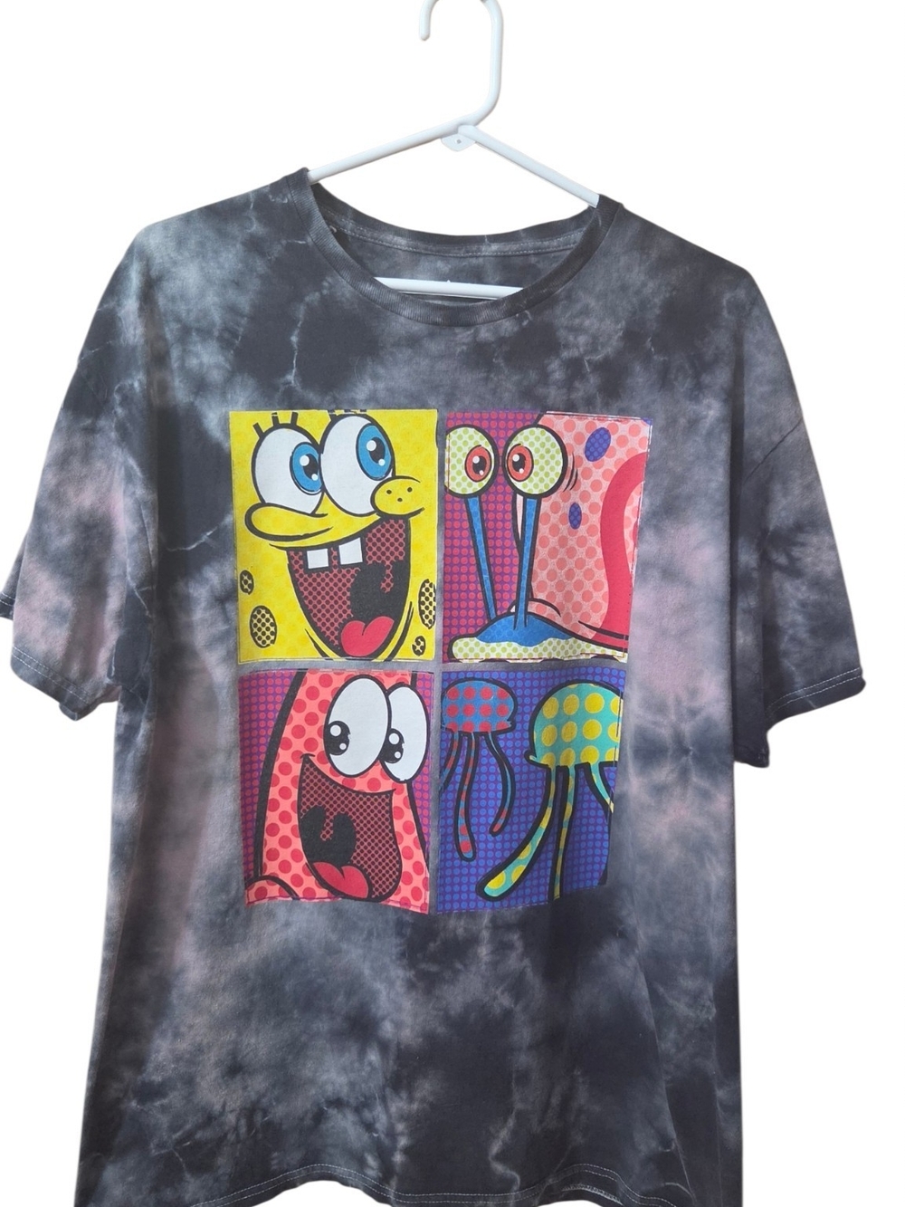Nickelodeon Black & Gray Tie-Dye Tee with Spongebob Squarepants